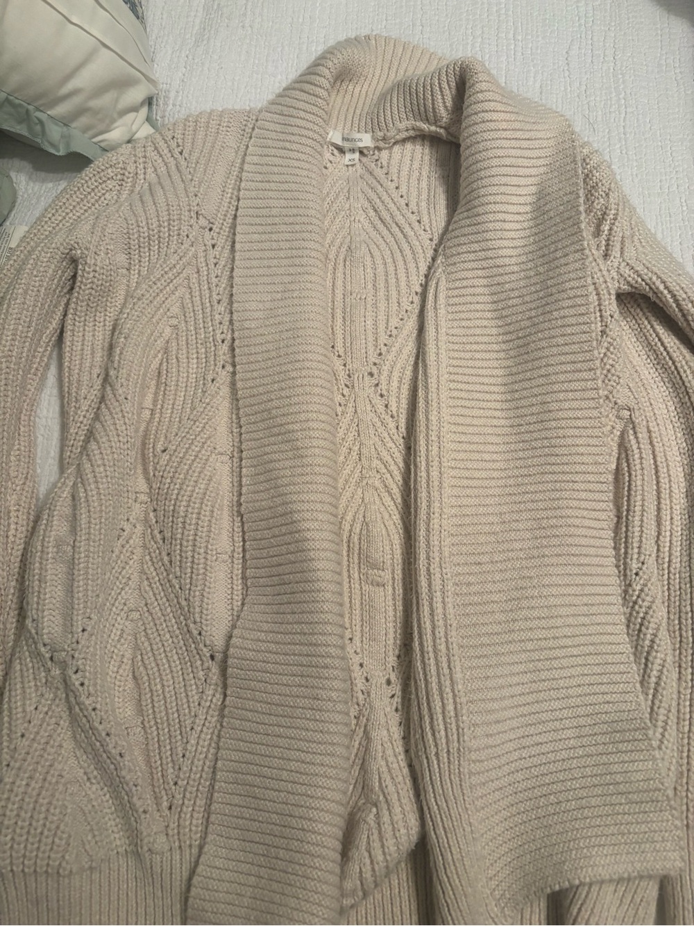 Maurices Cream Cable Knit Shawl Collar Cardigan